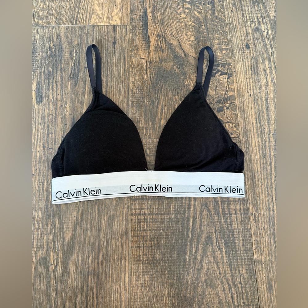 Calvin Klein Black Bralette with White Logo Band